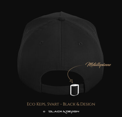 Eco Keps, Svart - Black & Design. Kepsen bakifrån, visar spänne.